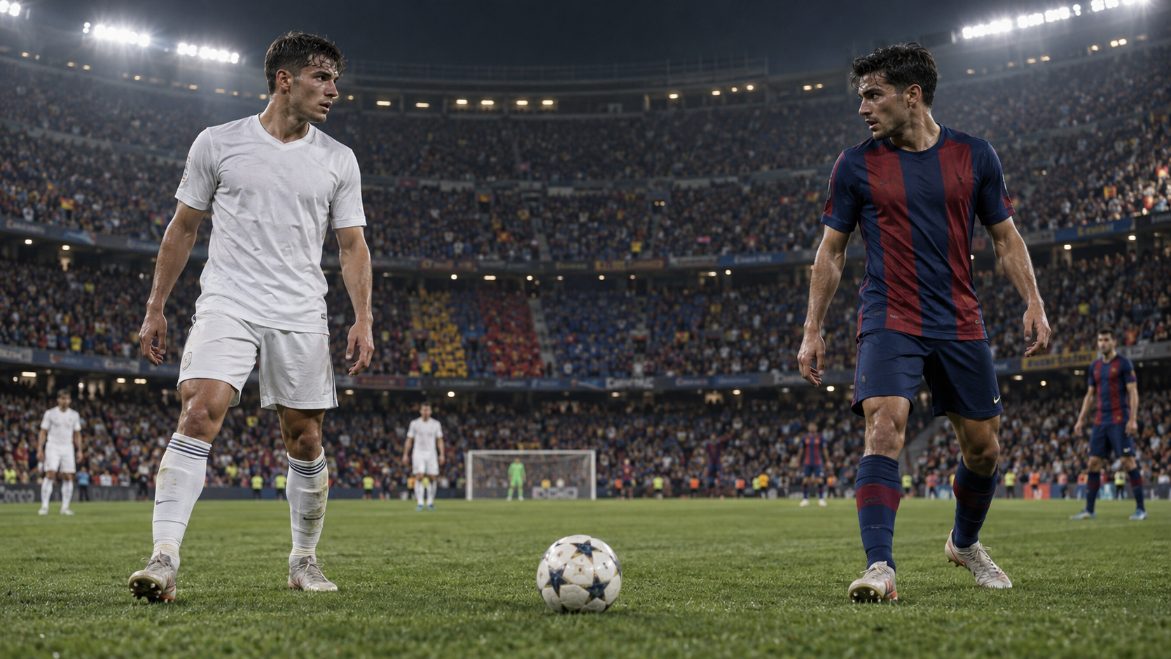 صورة مولدة توضيحية: الكلاسيكو القادم متى؟ موعد برشلونة وريال مدريد ٢٥ أكتوبر ٢٠٢٦ والملعب والقنوات